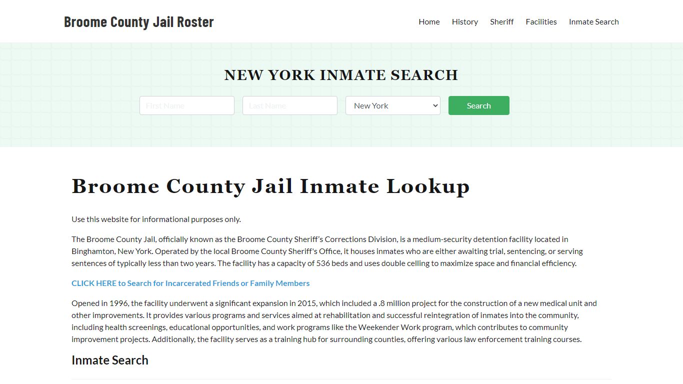 Broome County Jail Roster Lookup, NY, Inmate Search