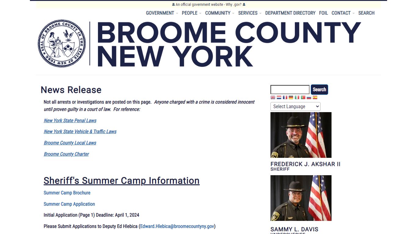 News Release - Broome County