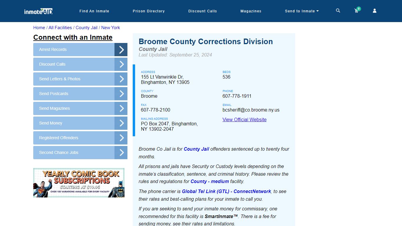 Broome County Corrections Division - Inmate Locator